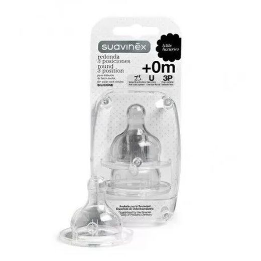 Suavinex Tetina Silicona Redonda 3 posiciones +0M (2Uds)