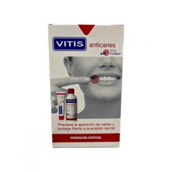 Vitis anticaries pack 1 envase 100 ml pasta + 1 envase 500 ml colutorio
